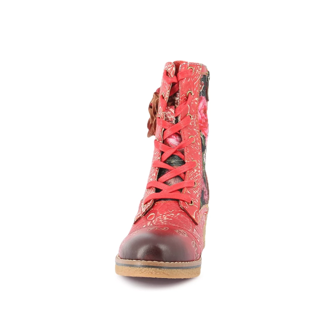 Image (5) de la chaussures Laura Vita - Bottines Rouge en Cuir et textile