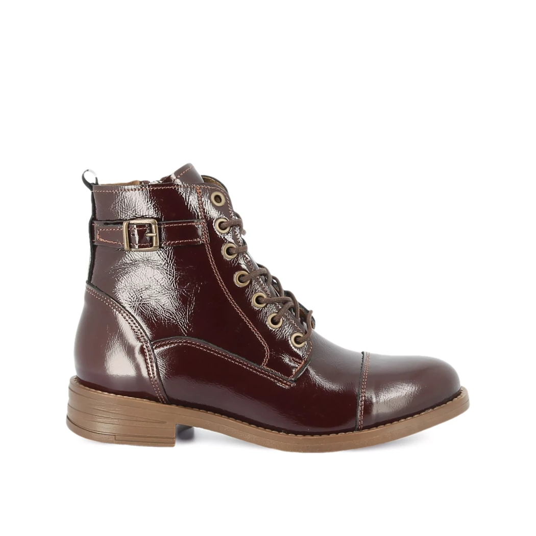 Image (2) de la chaussures Simplement B - Bottines Marron en Cuir vernis
