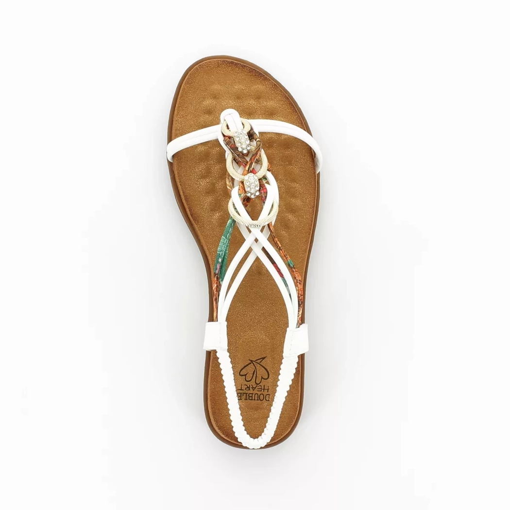 Image (6) de la chaussures Double Heart - Sandales et Nu-Pieds Blanc en Textile