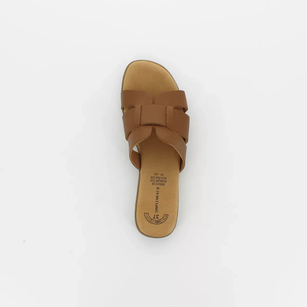 Image (6) de la chaussures Simplement B - Mules et Sabots Cuir naturel / Cognac en Cuir